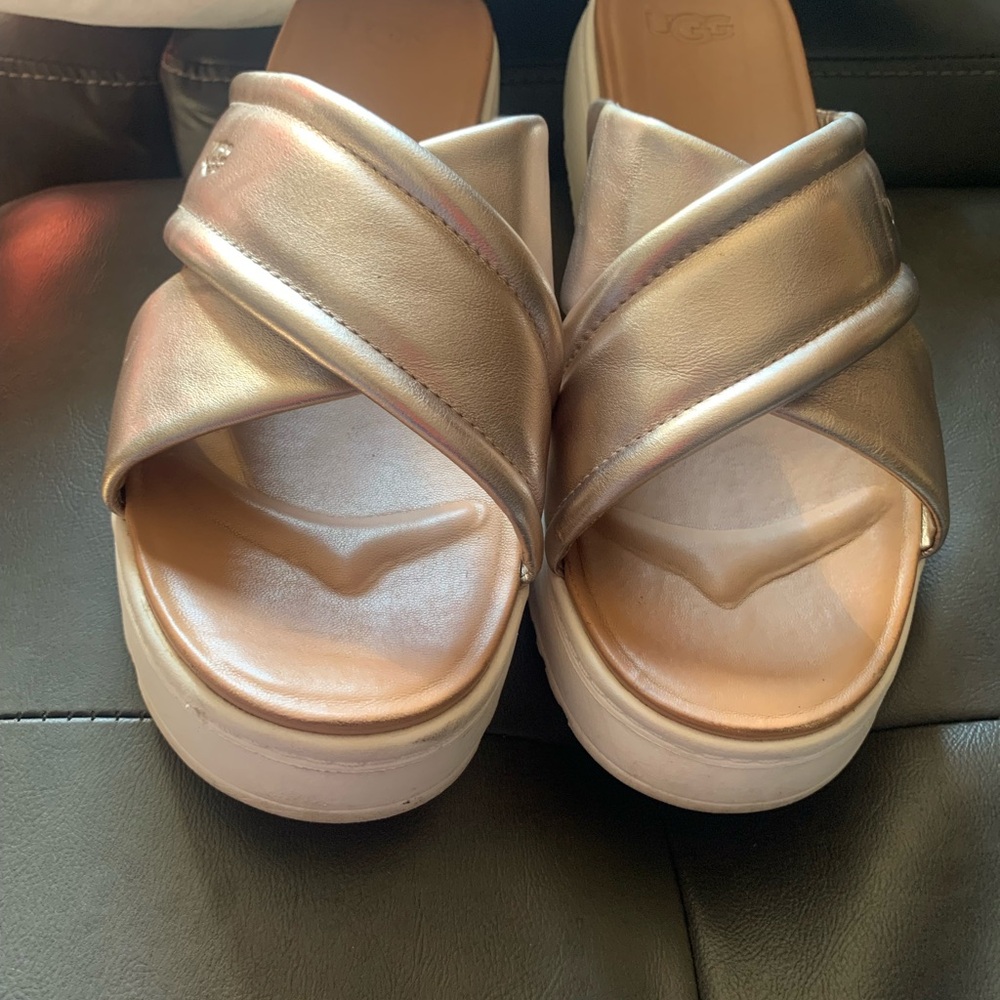 UGG Women's Metallic Gold Slide Sandals